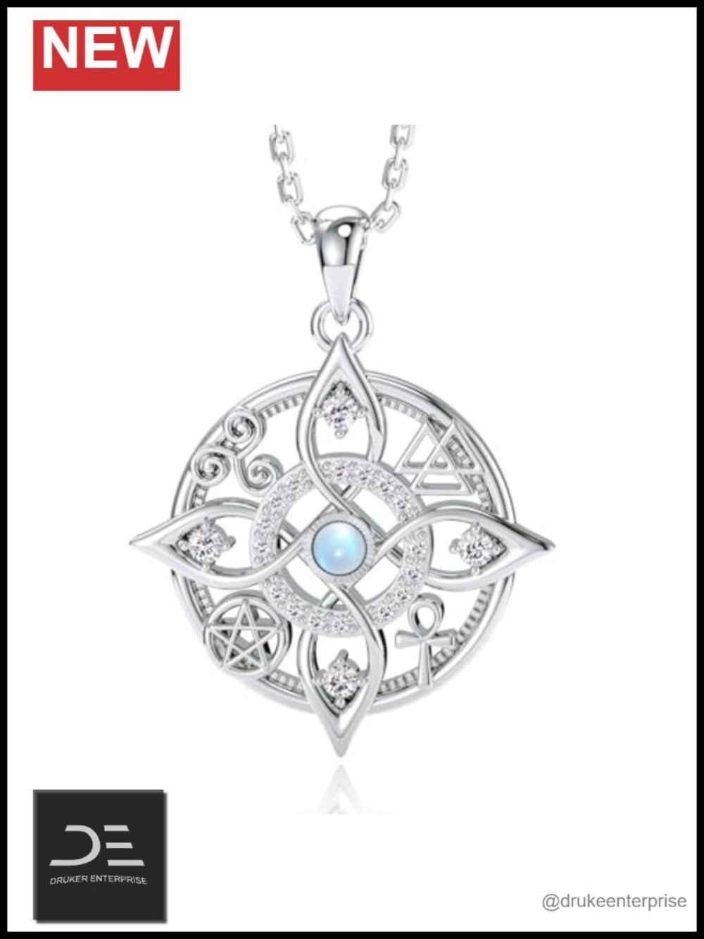 Sterling Silver Witch Knot Moonstone Pendant Necklace
